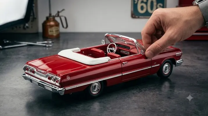 The Welly 1963 Chevrolet Impala Convertible Diecast Car Model