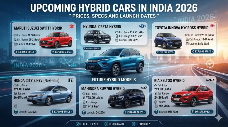 Top Upcoming Hybrid Cars in India 2026 – Prices, Specs and Launch Dates